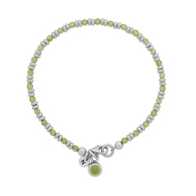 Nellou Jewellery Women's Green Linear August Birthstone Bracelet Peridot Sterling Silver