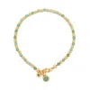 Nellou Jewellery Women's Green Linear May Birthstone Bracelet Chrysoprase Gold Plated Sterling Silver In Green