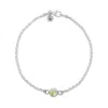 Nellou Jewellery Women's Green Peridot Birthstone Gem Dot Bracelet Sterling Silver- August