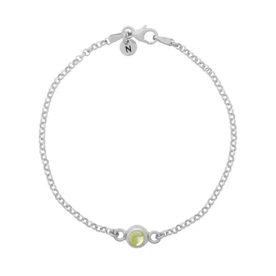 Nellou Jewellery Women's Green Peridot Birthstone Gem Dot Bracelet Sterling Silver- August