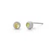 Nellou Jewellery Women's Green Peridot Mini Gem Dot August Birthstone Earrings Sterling Silver