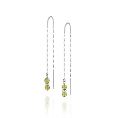 Nellou Jewellery Women's Green / Silver Fall Birthstone Earrings August Peridot Sterling Silver In Multi