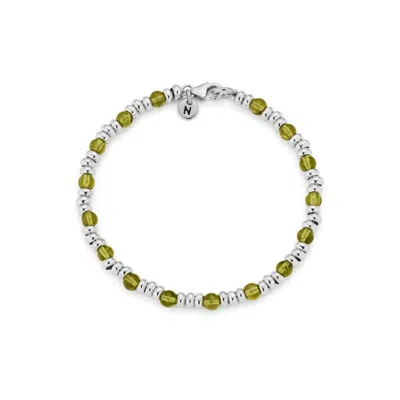 Nellou Jewellery Women's Green / Silver Gem Birthstone Bracelet August Peridot Sterling Silver In Multi