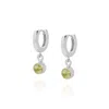 Nellou Jewellery Women's Green / Silver Gem Hoop Birthstone Earrings August Sterling Silver - Peridot