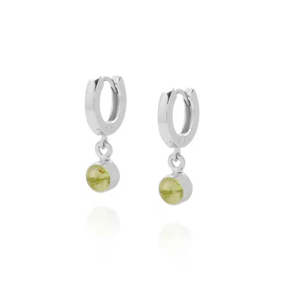 Nellou Jewellery Women's Green / Silver Gem Hoop Birthstone Earrings August Sterling Silver - Peridot In Multi