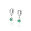 Nellou Jewellery Women's Green / Silver Gem Hoop  May Birthstone Earrings Sterling Silver - Chrysoprase