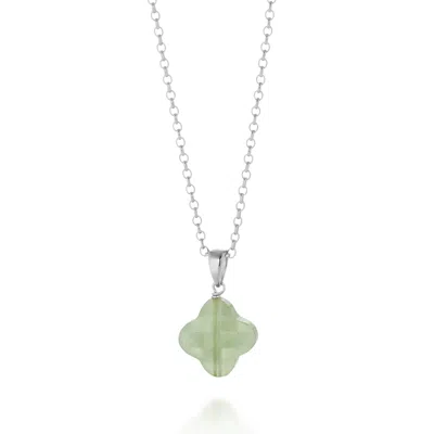 Nellou Jewellery Women's Green / Silver Green Aventurine Gem Clover Necklace Sterling Silver