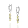 Nellou Jewellery Women's Green / Silver Linear Huggie Birthstone Earrings August Sterling Silver - Peridot