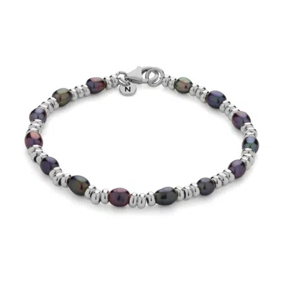 Nellou Jewellery Women's Grey Ellen Gem Peacock Pearl Bracelet Sterling Silver