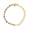 Nellou Jewellery Women's Grey / Gold Labradorite Gem Shine Bracelet Gold Plated Sterling Silver