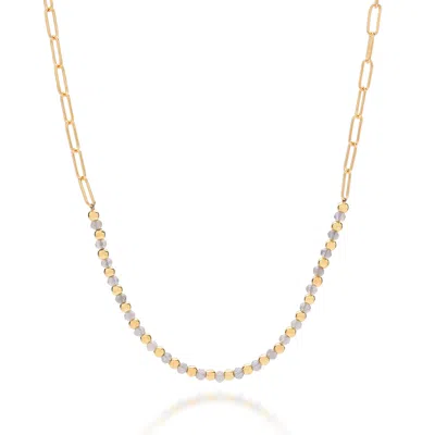 Nellou Jewellery Women's Grey Labradorite Gem Shine Necklace Gold Plated Sterling Silver