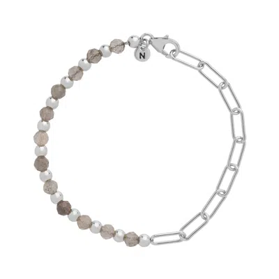 Nellou Jewellery Women's Grey / Silver Labradorite Gem Shine Bracelet Sterling Silver In Gray
