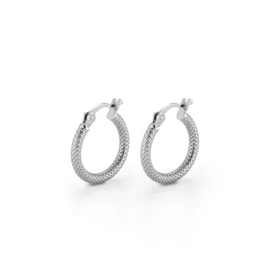 Nellou Jewellery Women's Hatch Hoop Earrings Sterling Silver