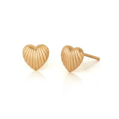 Nellou Jewellery Women's Heart Beam Stud Earrings Gold Plated Sterling Silver