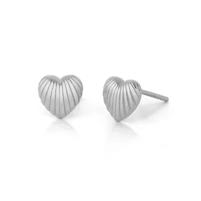 Nellou Jewellery Women's Heart Beam Stud Earrings Sterling Silver