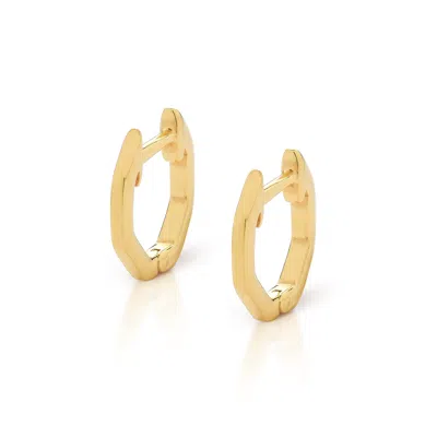 Nellou Jewellery Women's Hex Huggie Earrings Gold Plated Sterling Silver