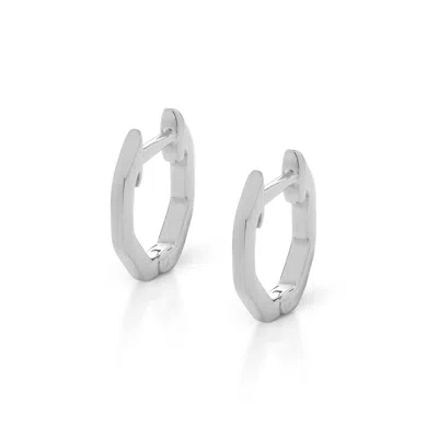 Nellou Jewellery Women's Hex Huggie Earrings Sterling Silver