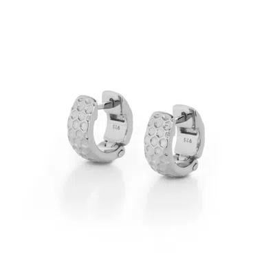 Nellou Jewellery Women's Honeycomb Huggie Earrings Sterling Silver