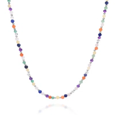 Nellou Jewellery Women's Jewel Bead Chakra Necklace Sterling Silver