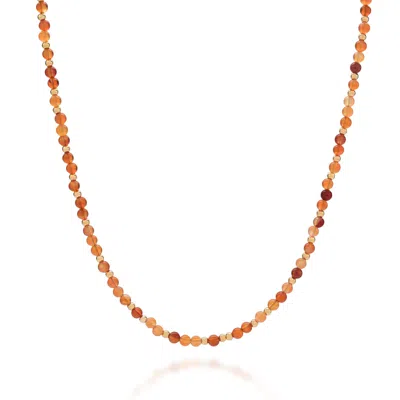 Nellou Jewellery Women's Jewel Bead July Birthstone Necklace Gold Plated Sterling Silver - Carnelian