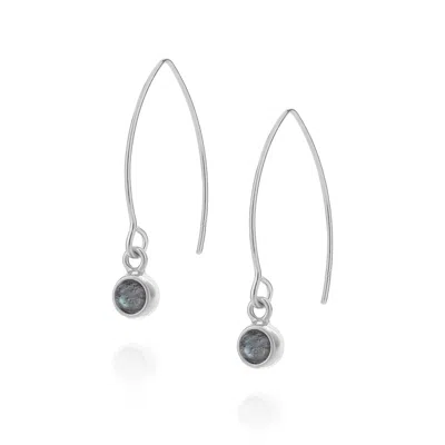 Nellou Jewellery Women's Labradorite Gem Dot Arc Earrings - Silver