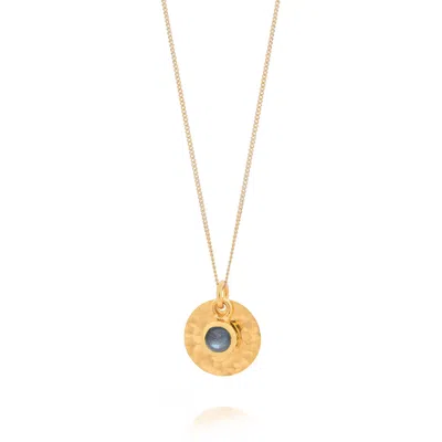 Nellou Jewellery Women's Labradorite Luna Disc Necklace - Gold