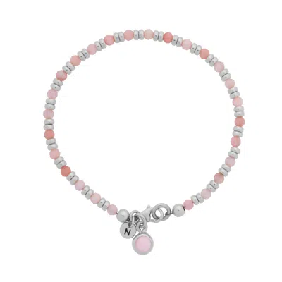 Nellou Jewellery Women's Linear October Birthstone Bracelet Pink Opal Sterling Silver