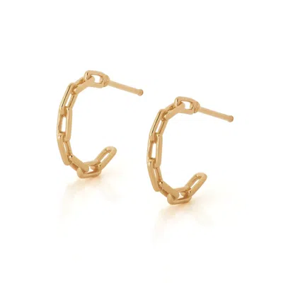 Nellou Jewellery Women's Link Hoop Earrings Gold Plated Sterling Silver