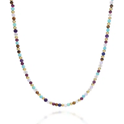 Nellou Jewellery Women's Multi Gemstone Necklace Gold Plated Sterling Silver