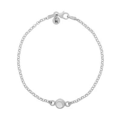 Nellou Jewellery Women's Neutrals Crystal Birthstone Gem Dot Bracelet Sterling Silver - April