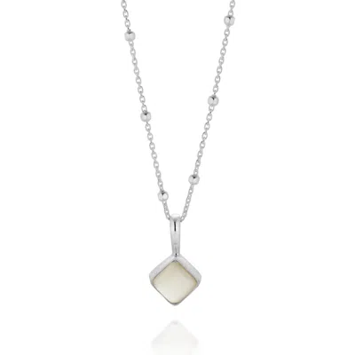 Nellou Jewellery Women's Neutrals Diamond Moonstone Necklace Birthstone June Sterling Silver In Gray