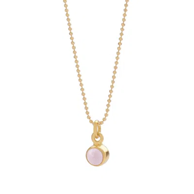 Nellou Jewellery Women's Neutrals Gem Dot Pink Opal Birthstone Necklace October Gold Plated Sterling Silver