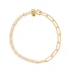 Nellou Jewellery Women's Neutrals / Gold Rainbow Moonstone Gem Shine Bracelet Gold Plated Sterling Silver