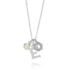 Nellou Jewellery Women's Neutrals Hex Initial October Birthstone Necklace Sterling Silver - Sunshine Opal