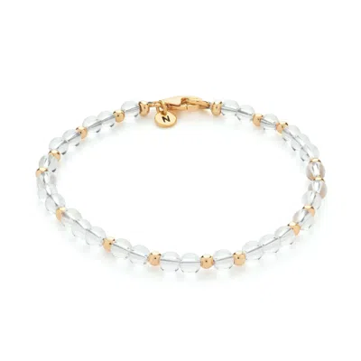Nellou Jewellery Women's Neutrals Jewel Bead April Birthstone Bracelet Gold Plated Sterling Silver - Crystal In Multi