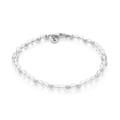 Nellou Jewellery Women's Neutrals Jewel Bead April Birthstone Bracelet Sterling Silver - Crystal In Gray