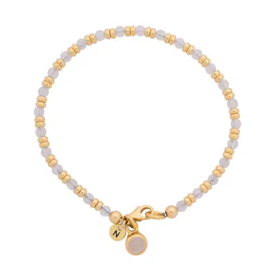 Nellou Jewellery Women's Neutrals Linear June Birthstone Bracelet Moonstone Gold Plated Sterling Silver In Multi