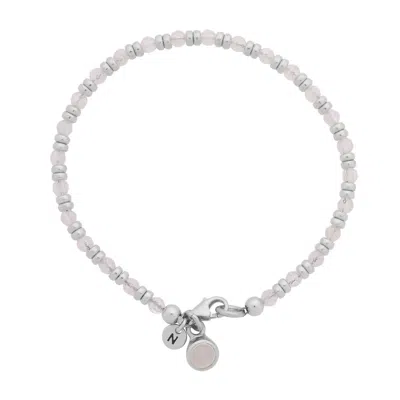 Nellou Jewellery Women's Neutrals Linear June Birthstone Bracelet Moonstone Sterling Silver In Gray