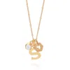 Nellou Jewellery Women's Neutrals Personalised Hex Initial April Birthstone Necklace Gold Plated Sterling Silver - Cr