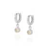 Nellou Jewellery Women's Neutrals / Silver Gem Hoop June Birthstone Earrings Sterling Silver - Moonstone