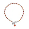 Nellou Jewellery Women's Orange Linear  July Birthstone Bracelet Carnelian Sterling Silver In Orange