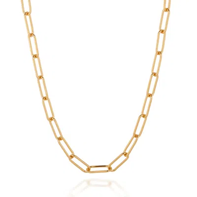 Nellou Jewellery Women's Paperclip Necklace Sterling Silver Gold Plated
