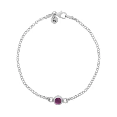 Nellou Jewellery Women's Pink / Purple Amethyst Birthstone Gem Dot Bracelet Sterling Silver - February