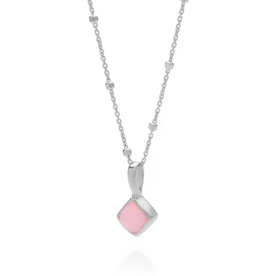 Nellou Jewellery Women's Pink / Purple Diamond Pink Opal Necklace Birthstone October Sterling Silver In Multi