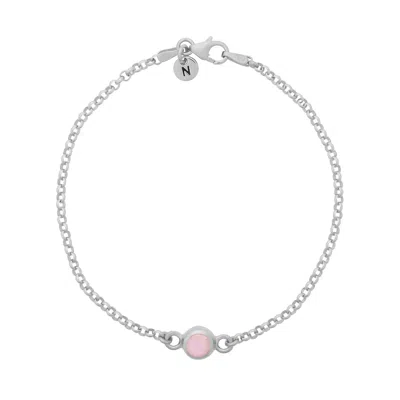 Nellou Jewellery Women's Pink / Purple Pink Opal Birthstone Gem Dot Bracelet Sterling Silver- October