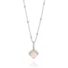 Nellou Jewellery Women's Pink / Purple Rose Quartz Diamond Necklace Sterling Silver
