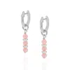 Nellou Jewellery Women's Pink / Purple / Silver Linear Huggie Birthstone Earrings October Sterling Silver - Pink Opal