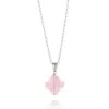 Nellou Jewellery Women's Pink / Purple / Silver Rose Quartz Gem Clover Necklace Sterling Silver