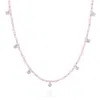 Nellou Jewellery Women's Pink / Silver Rose Hearts Necklace Sterling Silver In Multi