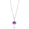 Nellou Jewellery Women's Purple Diamond Amethyst Necklace Birthstone February Sterling Silver In Purple
